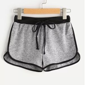 Grey drawstring soft stretchy black shorts